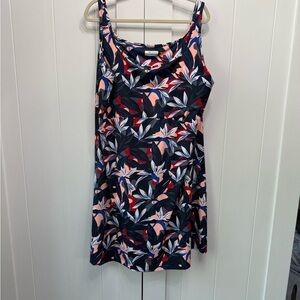 Columbia PFG tank dress size 2X. Navy , white, read and coral peach Floral EUC